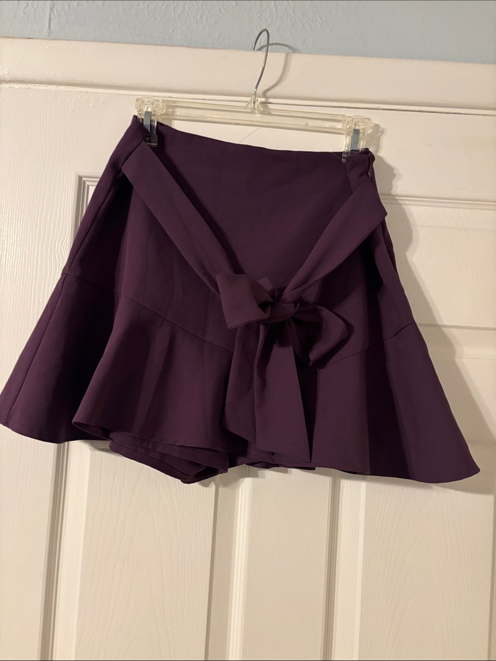Zara Deep Purple Tie-Waist Skater Skirt
